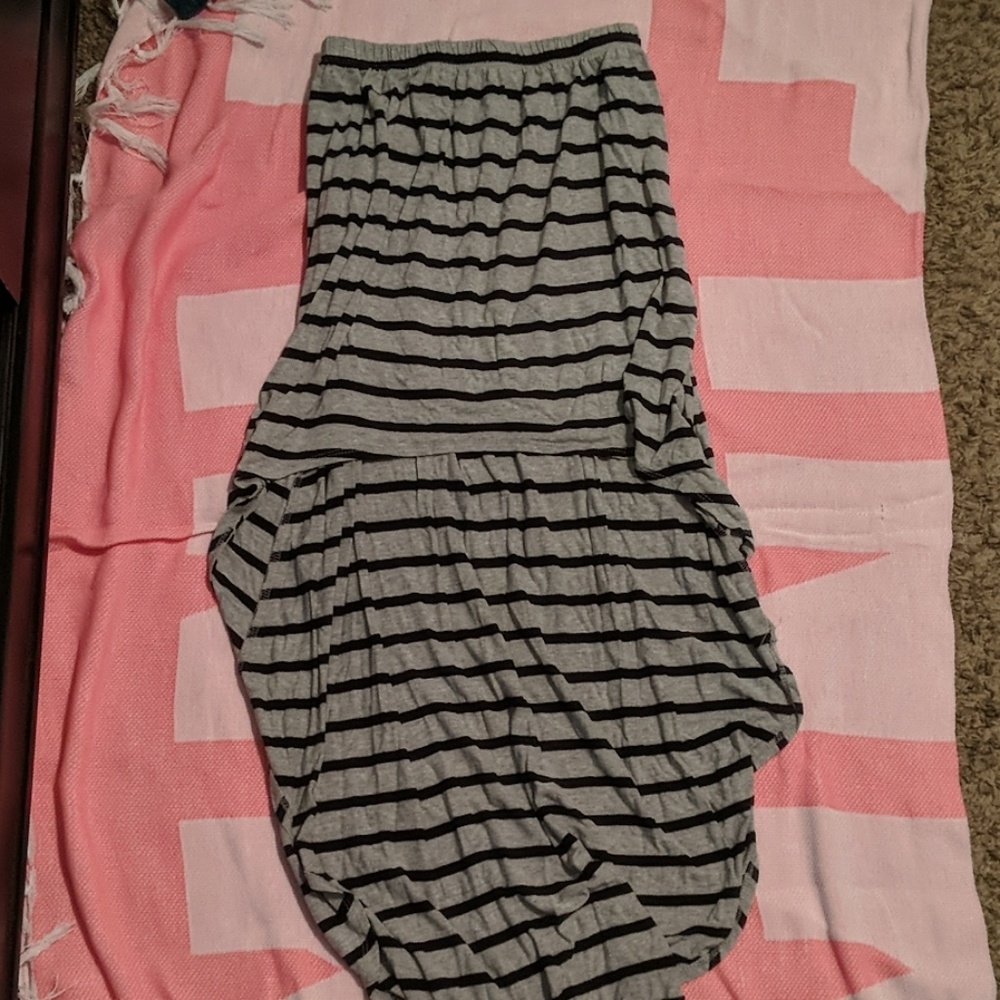 Stripped High Low Skirt